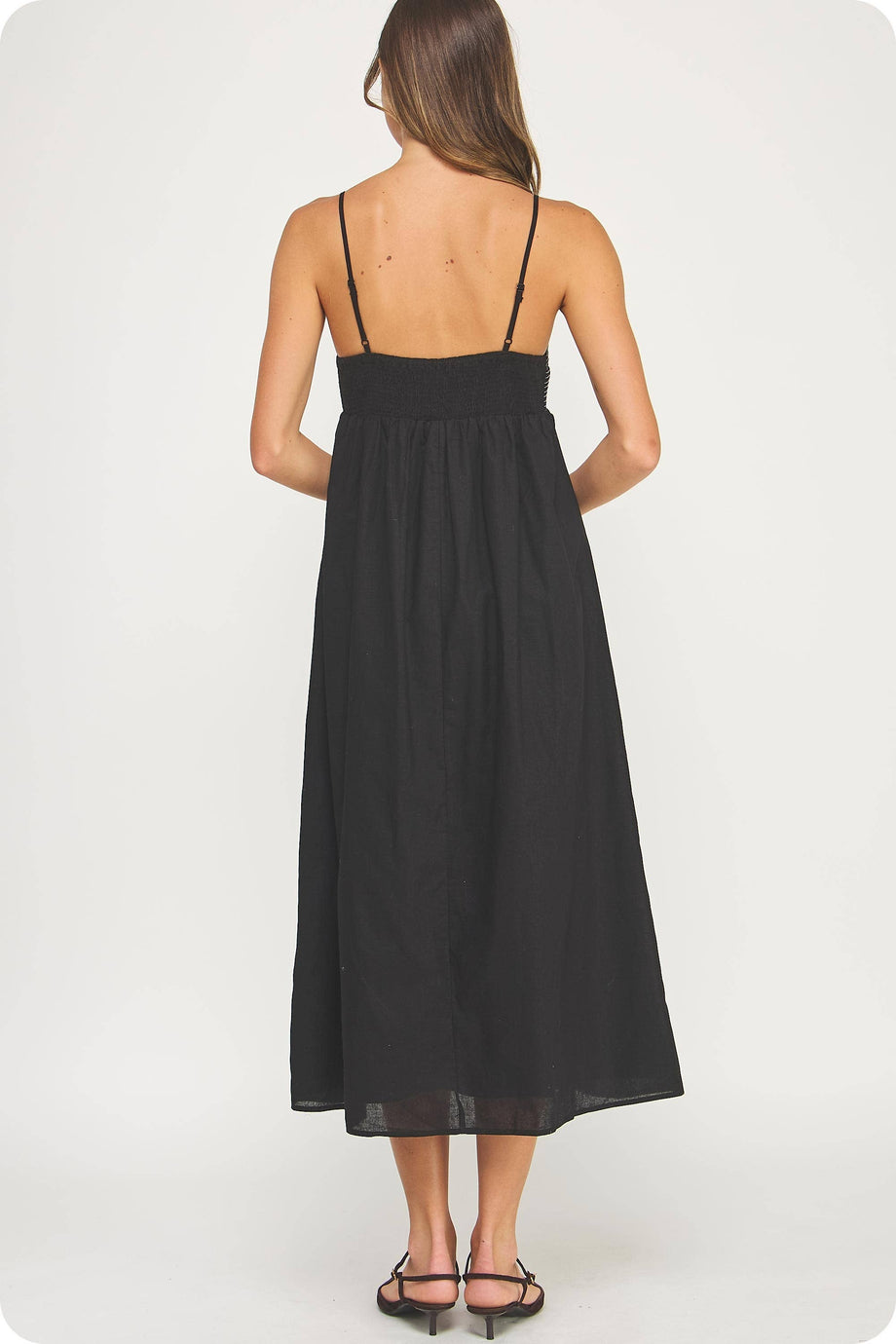 christian lacroix linen blend midi dress with top stitching detail CHRISTIAN LACROIX Linen Blend Maxi Dress by Christian Lacroix