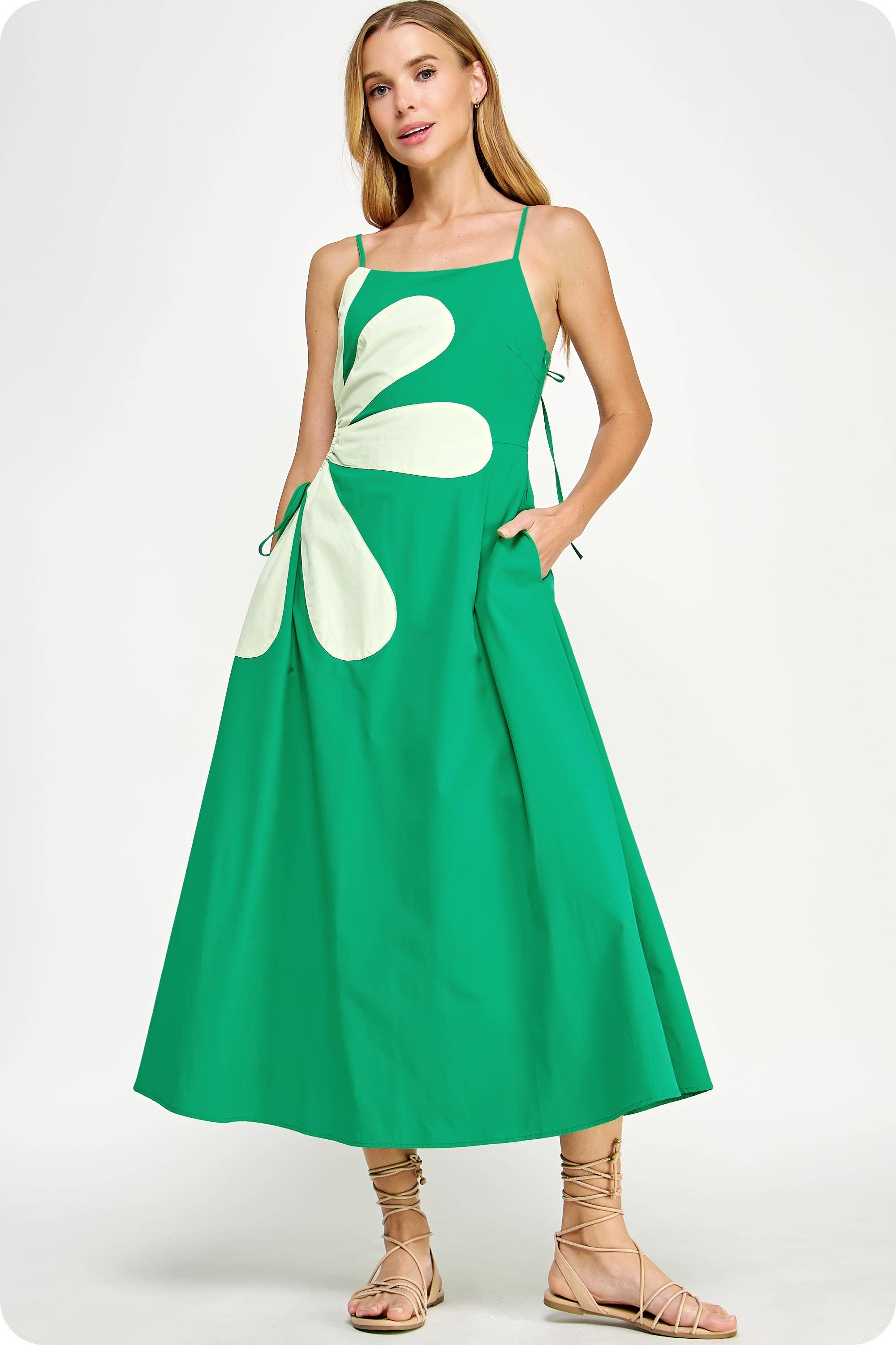 Side Cut-Out Flower Detail MIDI Emerald Dress Fia & Belle Side Cut-Out Flower Detail MIDI Emerald Dress Fia & Belle