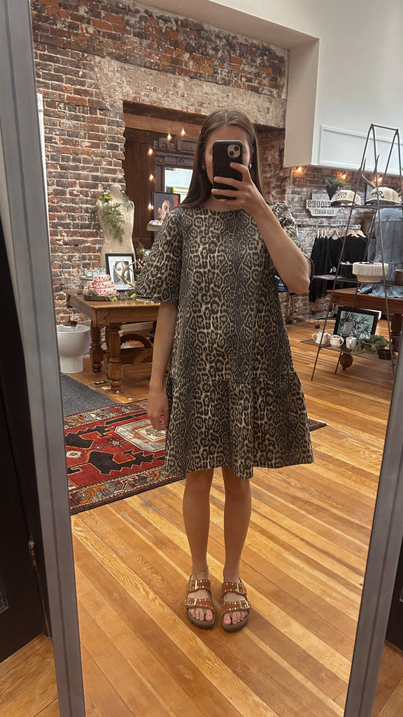 Leopard Print Denim Mini Dress – Fia & Belle