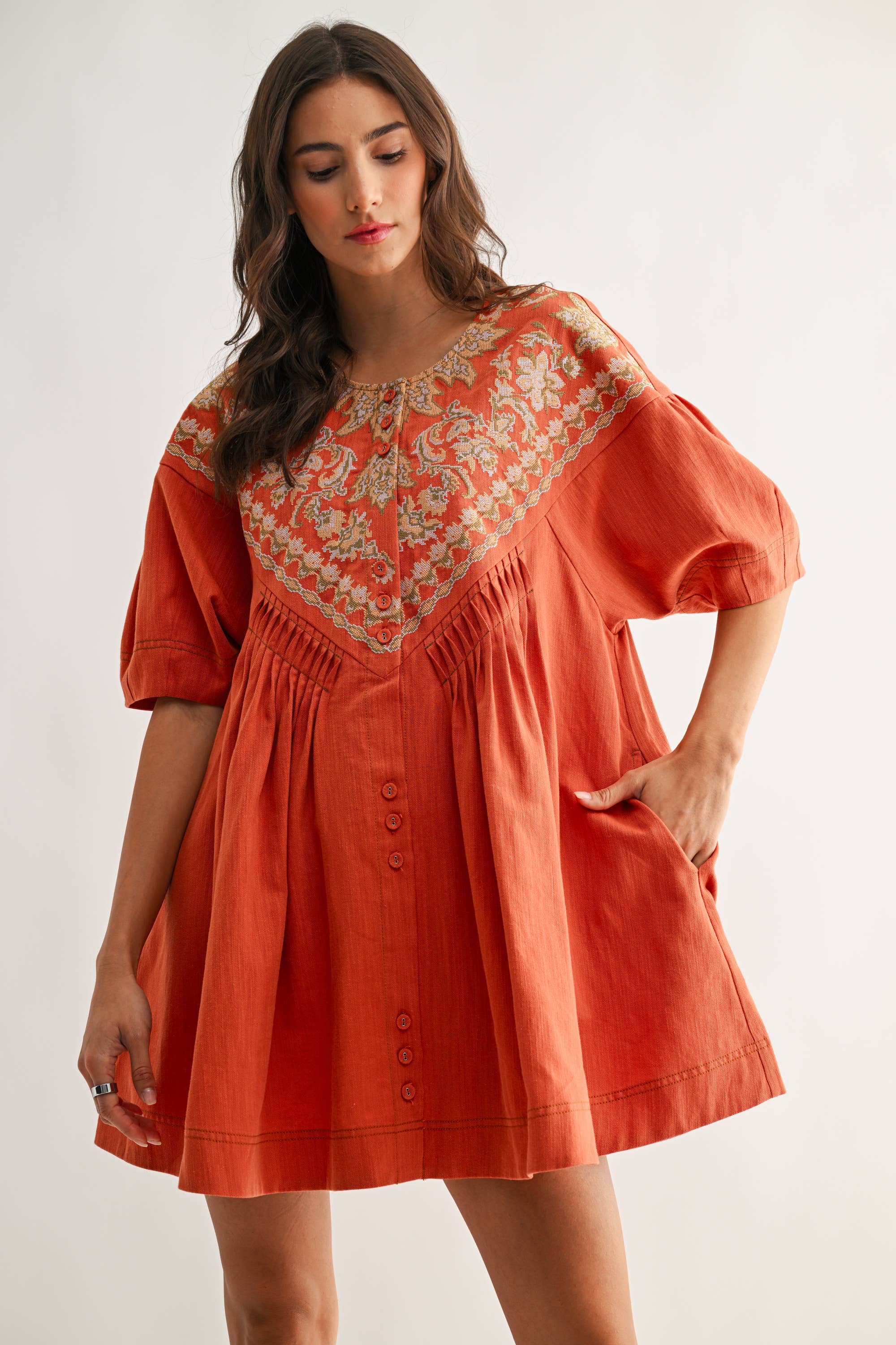 Embroidered Linen Tunic Dress – Fia & Belle